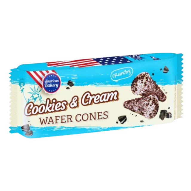 Gâteaux American Bakery Wafer Cones Cookies & Cream 100gr